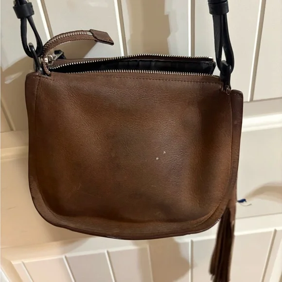 All Saints Brown Leather Whipstitch Crossbody Bag - Picture 4 of 4